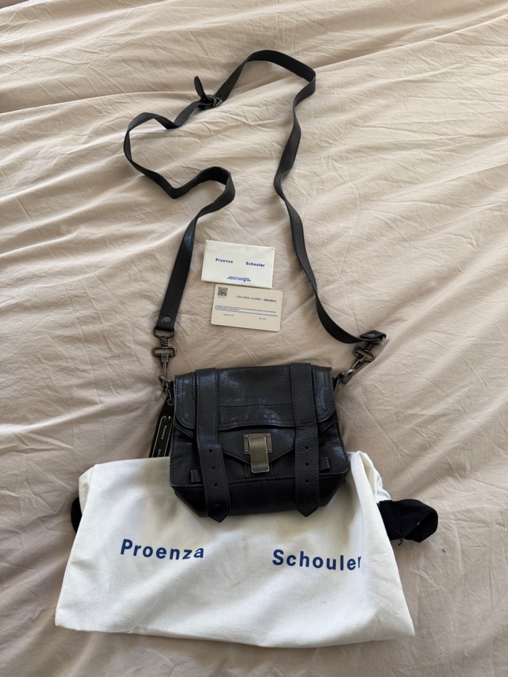 Proenza Schouler Black Leather Mini Crossbody with Silver-Tone Lock